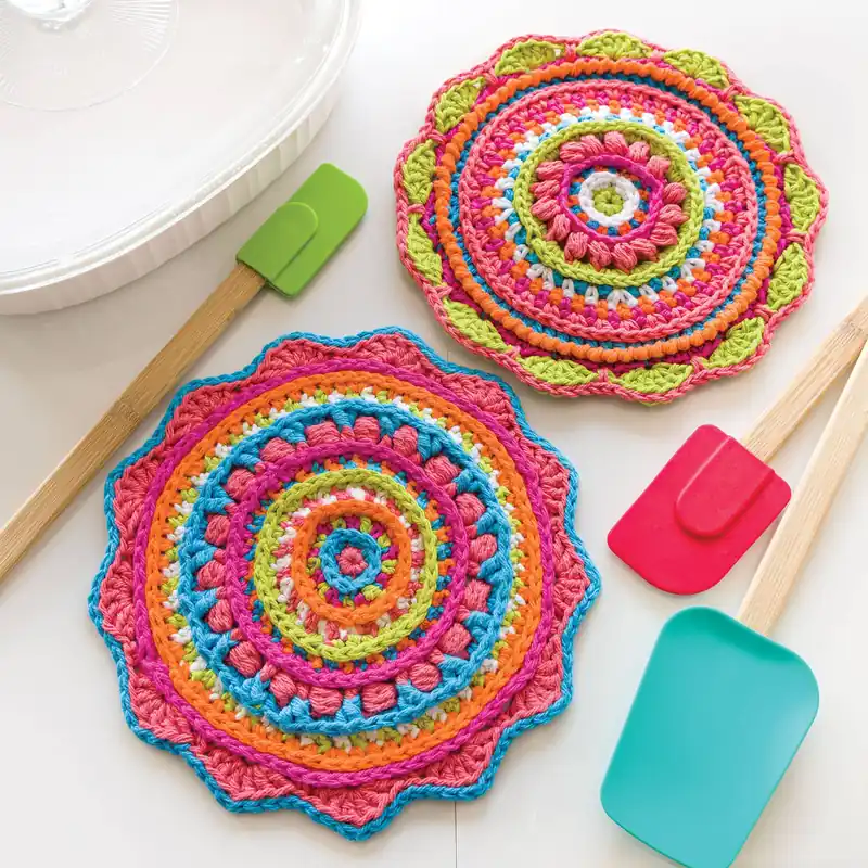 Instant Buy ANNIE'S SIGNATURE DESIGNS: Happy Mandala Hot Pads Crochet Pattern - Digital Download