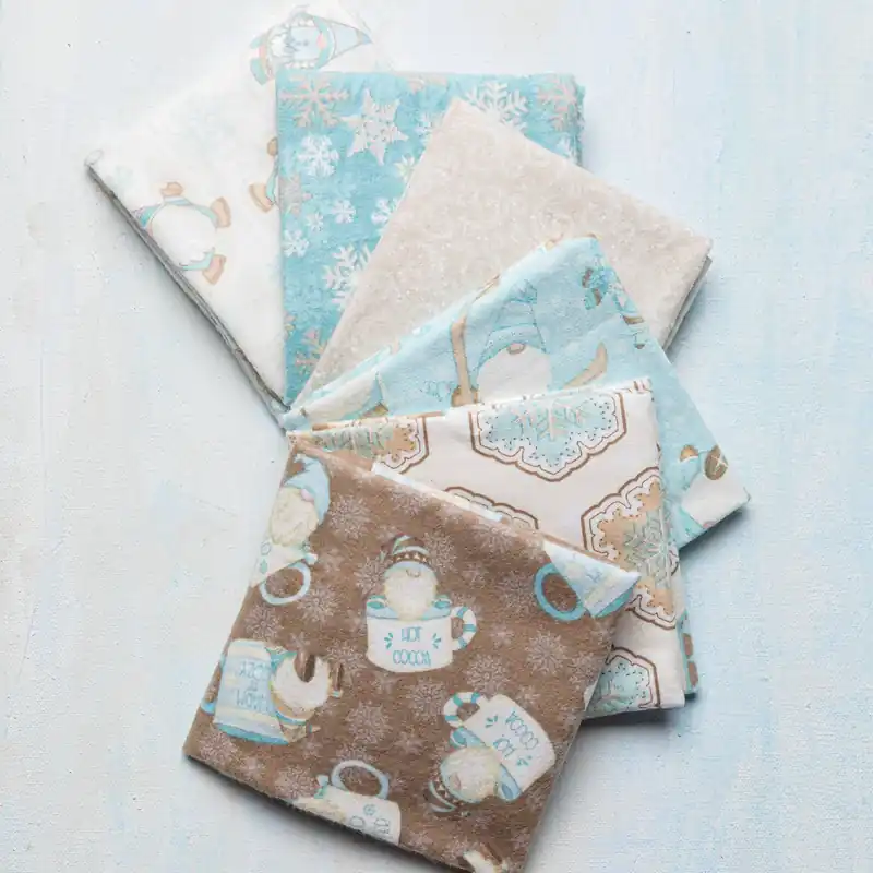 No Minimum Order I Love Snow Gnomies 18" x 22" Fabric Fat Quarter Pack 6 Count
