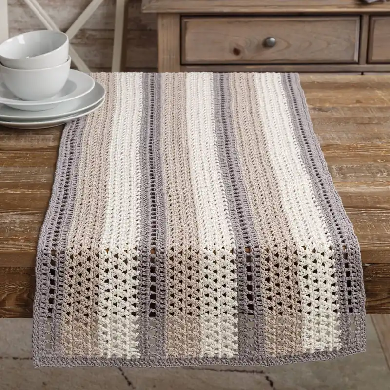 Price Drop Textured Stripes Table Runner Crochet Pattern - Digital Download