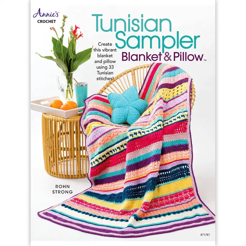 Today Only Tunisian Sampler Blanket & Pillow Crochet Pattern Book