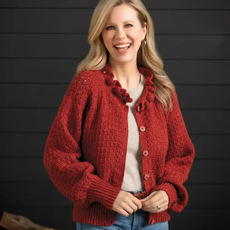 Ritzy Red Cardigan Crochet Pattern - Digital Download Modern