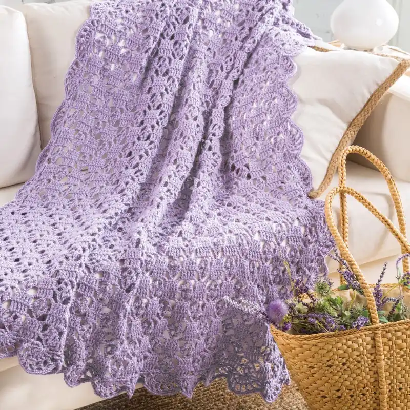 Clearance On-Point Lace Throw Blanket Crochet Kit Thistle