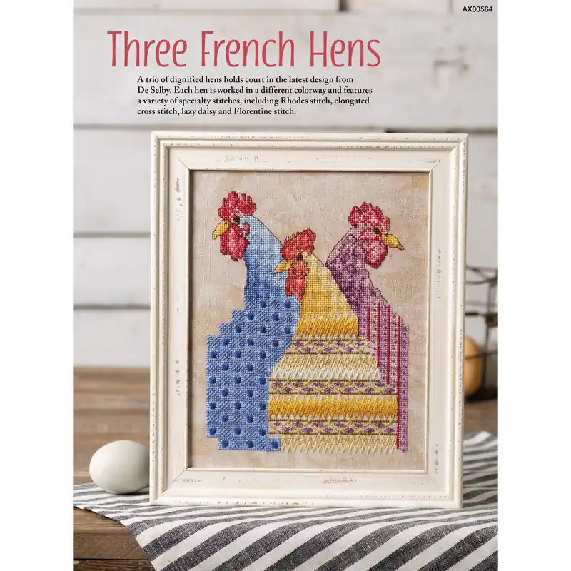 Low Price Three French Hens Cross-Stitch Pattern - Digital Download