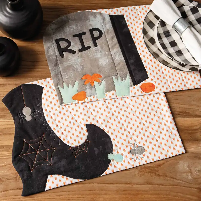 Top Rated Witch's Boot and RIP Place Mats Quilt Pattern - Digital Download