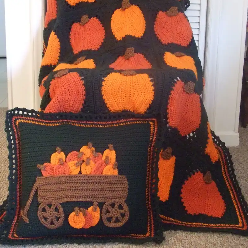 Factory Price Pumpkins Galore Afghan & Pillow Crochet Pattern - Digital Download
