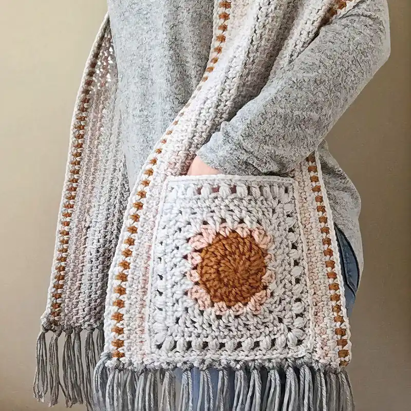 Hip Granny Pocket Shawl Crochet Pattern - Digital Download Best Choice