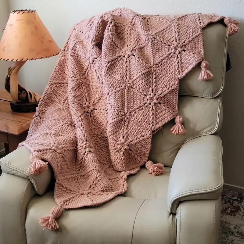 Weekend Sale Braided Flowers Throw Blanket Crochet Pattern - Digital Download