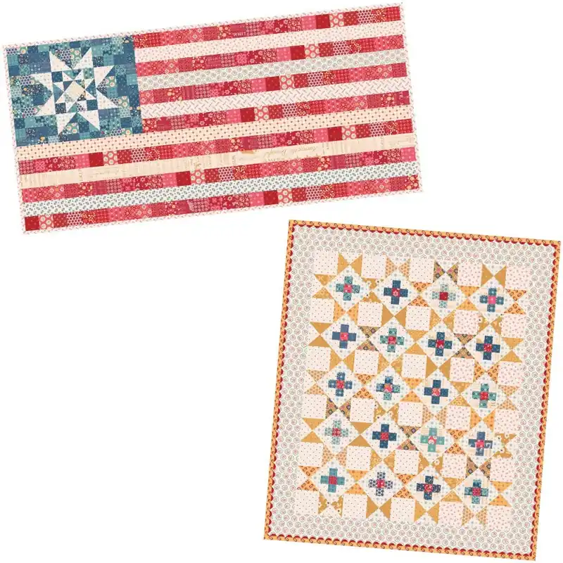 One Day Deal Americana Oh Beautiful Flag Table Runner & Amber Waves Mini Quilt Kit