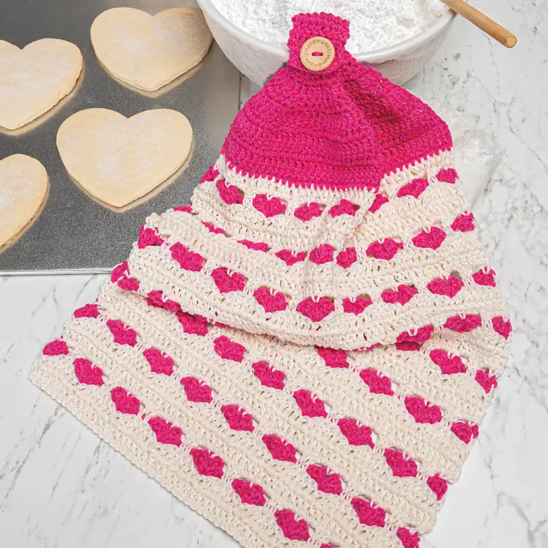 In Demand Popcorn Hearts Hand Towel Crochet Pattern - Digital Download