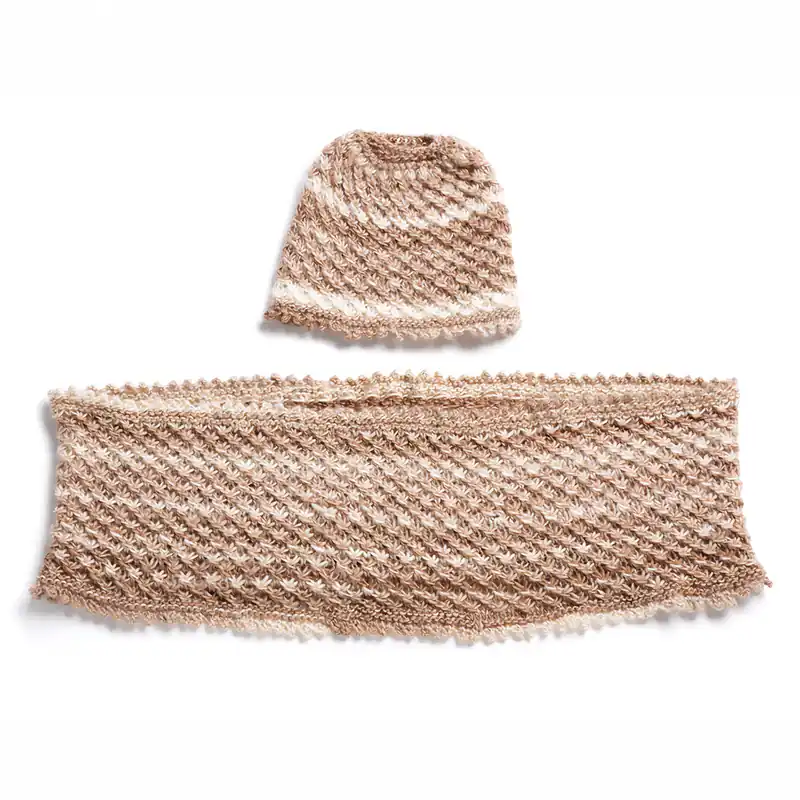 ANNIE'S SIGNATURE DESIGNS: Autumn Dust Messy Bun Hat & Cowl Knit Pattern - Digital Download Today Only