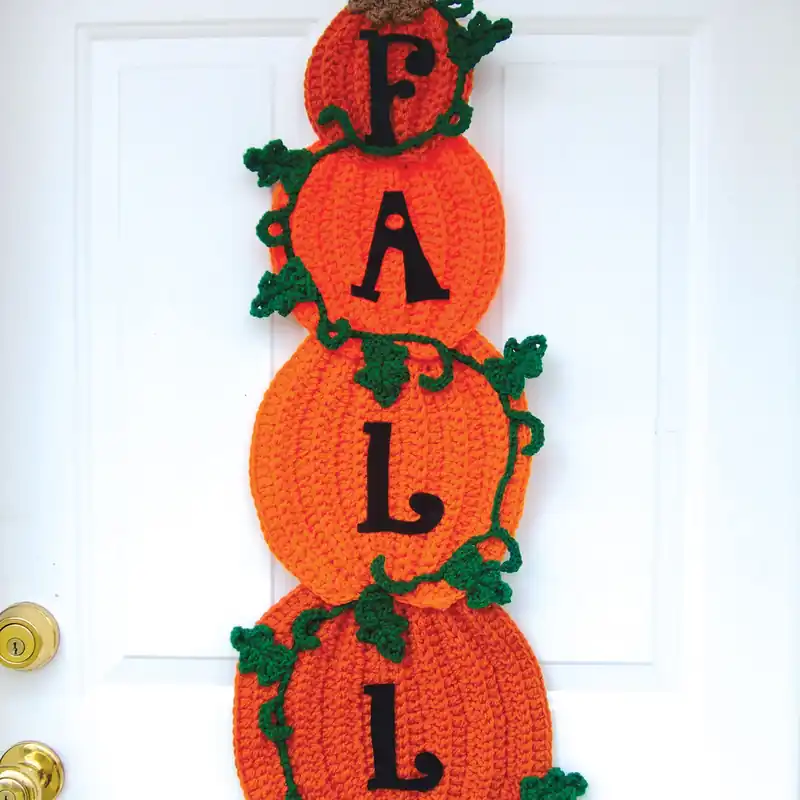 Worldwide Shipping Stacked Pumpkin Door Hanging Crochet Pattern - Digital Download