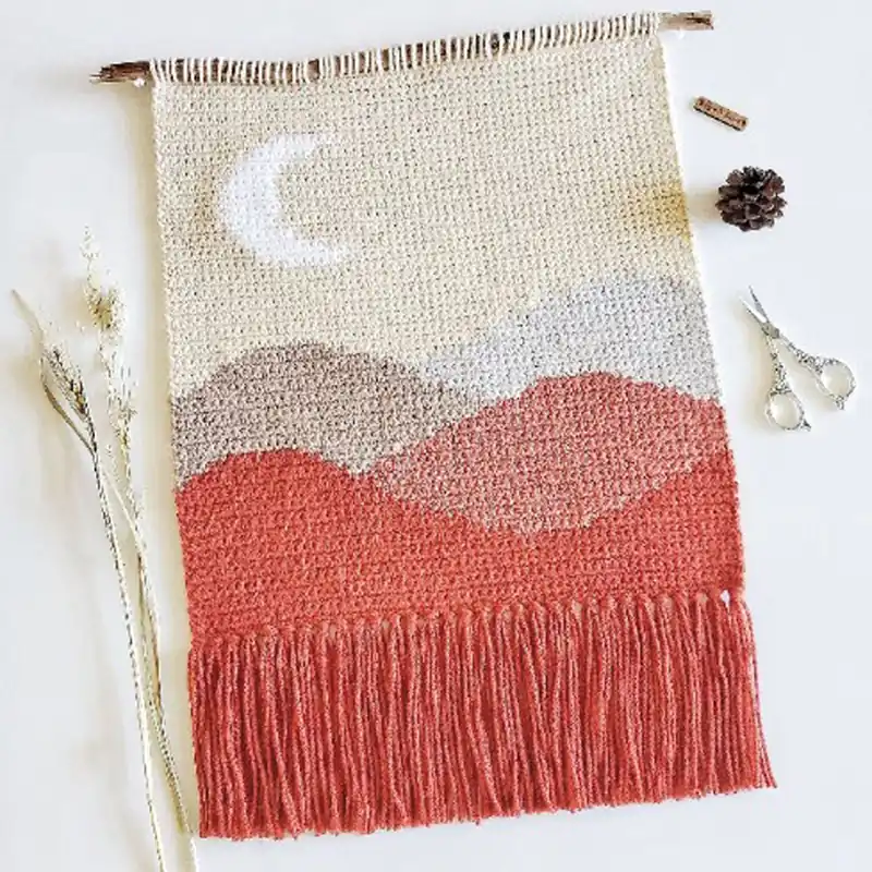 Fast Shipping Moon Ridge Wall Hanging Crochet Pattern - Digital Download