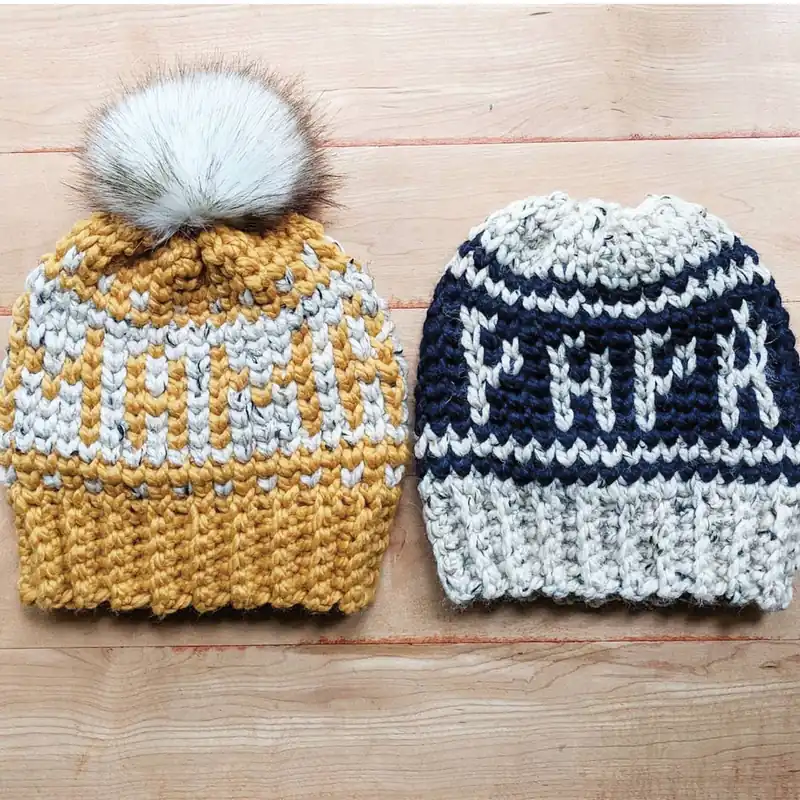 Mama and Papa Beanie Crochet Pattern - Digital Download In Demand