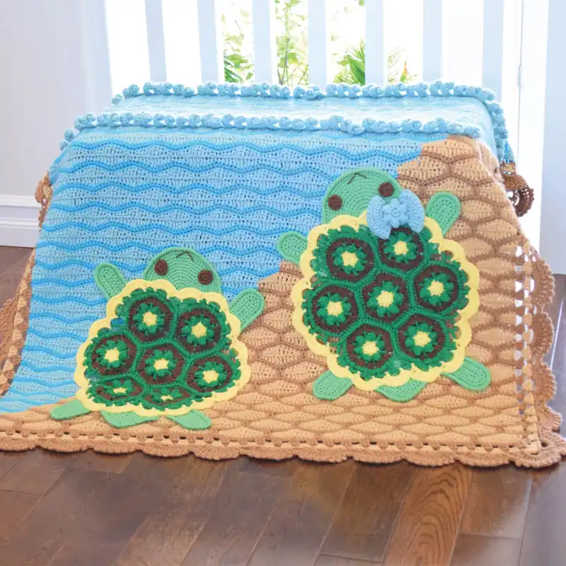 Bubbles the Turtle Blanket Crochet Pattern - Digital Download Today Only