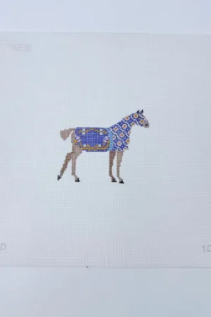 Blue Horse Needlepoint Canvas Genuine