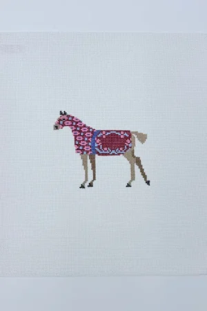 Genuine Burgundy Horse Needlepoint Canvas