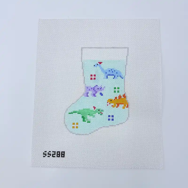 Dinosaur Mini Sock Needlepoint Canvas Authentic