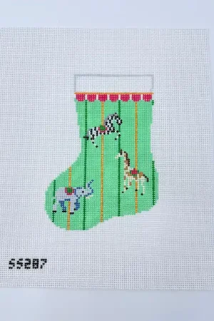 Carousel Mini Sock Needlepoint Canvas Premium