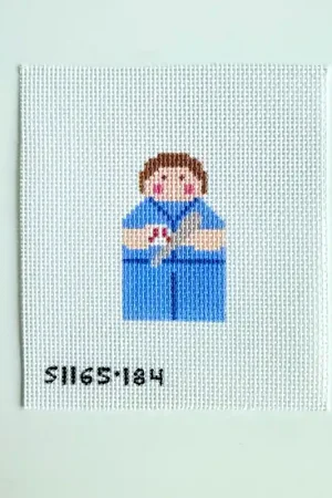 Baseball Angel - Blue Needlepoint Canvas Fast Shipping