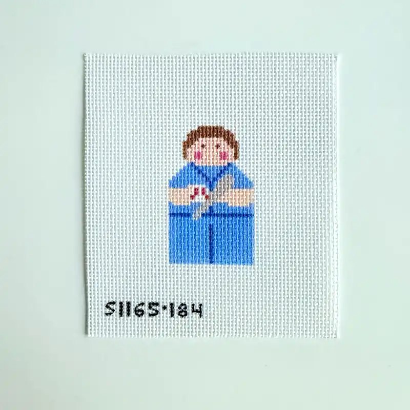 Baseball Angel - Blue Needlepoint Canvas Fast Shipping