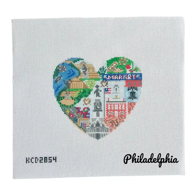 Philadelphia Heart Needlepoint Canvas Authentic