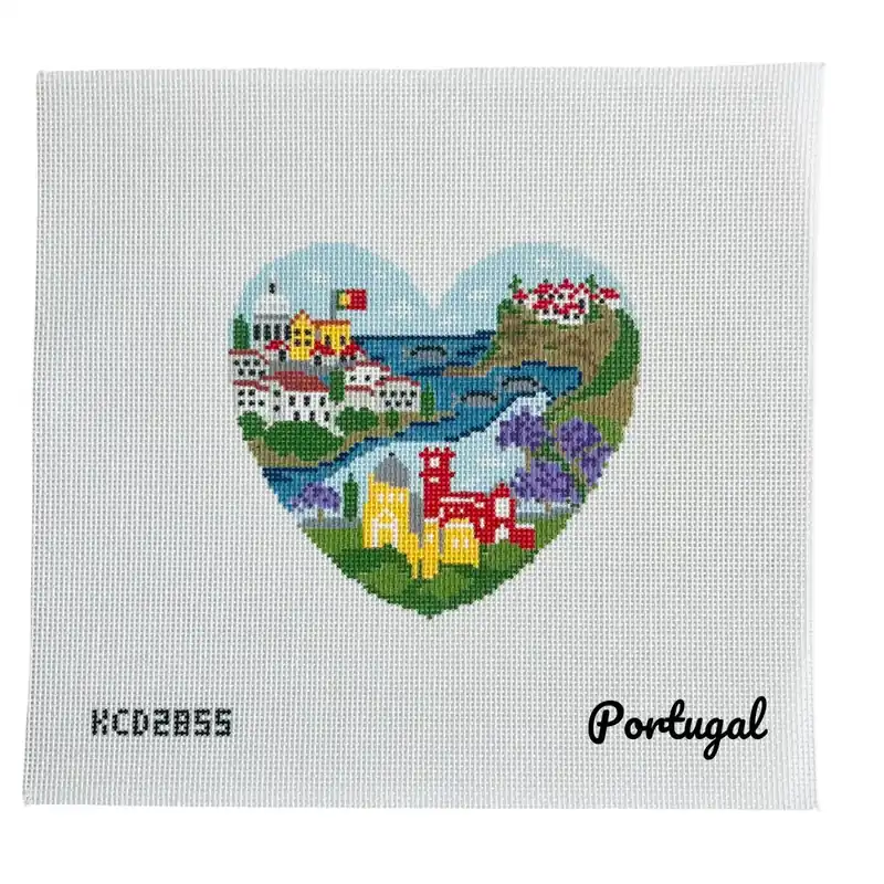 Free Returns Portugal Heart Needlepoint Canvas