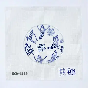 Apres Ski Round Needlepoint Canvas Modern