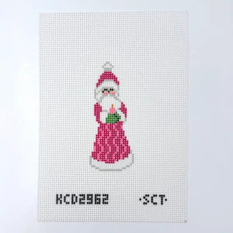 Santa with Candle Needlepoint Canvas Fan Favorite