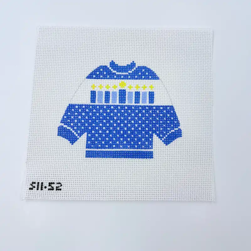 Modern Menorah Pullover Sweater Needlepoint Canvas