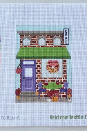 Autumn on Main St Cafe Needlepoint Canvas Bargain