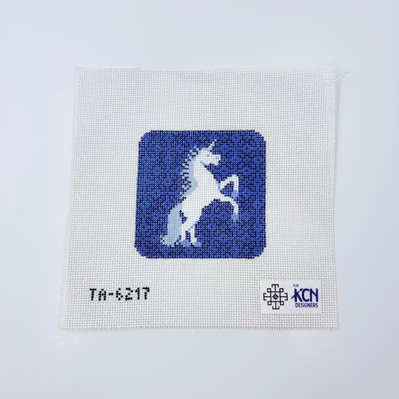 Next Day Delivery White Unicorn Square Needlepoint Canvas