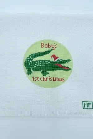 Alligator Baby's First Christmas Green Canvas Latest