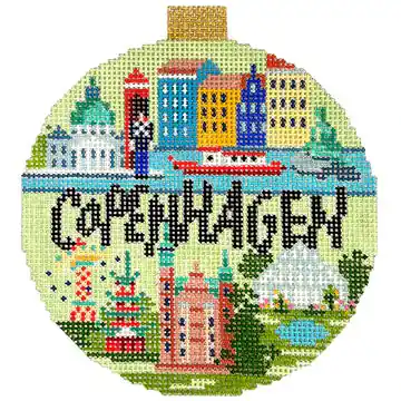 Hot Deal Copenhagen Travel Round Needlepoint Canvas