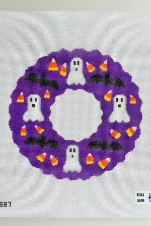 Ghost and Bat Halloween Wreath Authentic