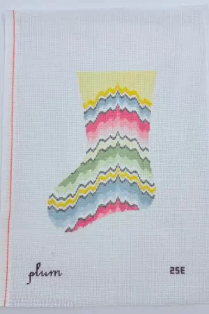 Flame Stitch Mini Sock Canvas Modern