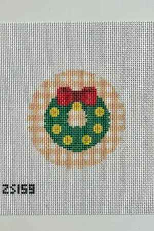 Green Wreath with Red Bow Canvas Certified