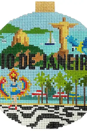 New Release Rio de Janeiro Travel Round Needlepoint Canvas