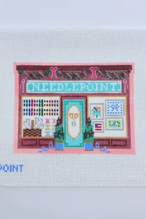Don’t Miss Out Christmas Village Needlepoint Shop Canvas