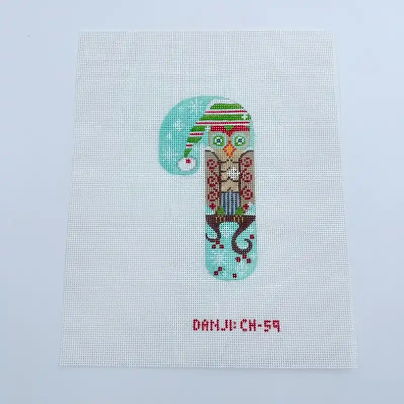 Free Shipping Owl Candy Cane Canvas