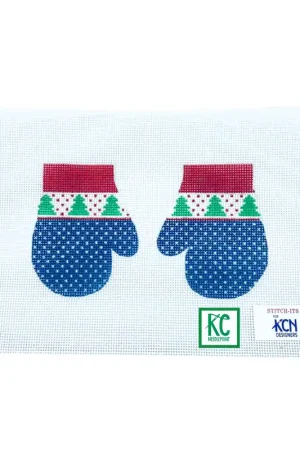 Price Drop Blue and Green Tree Mittens
