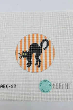 Spooky Cat Striped Round Canvas Popular