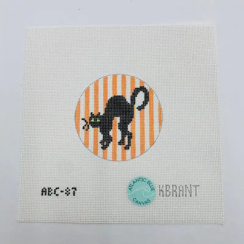 Spooky Cat Striped Round Canvas Popular