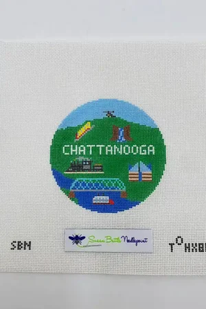 Don’t Miss Out Chattanooga Travel Round Needlepoint Canvas