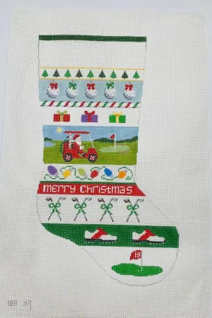 Golfer Stripe Stocking Canvas Same Day Shipping