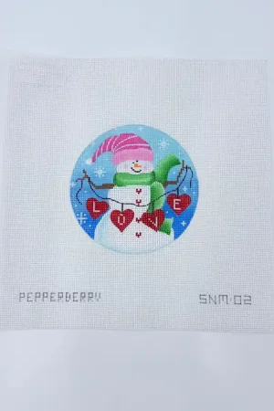 Hot Deal February Snowman Round Canvas