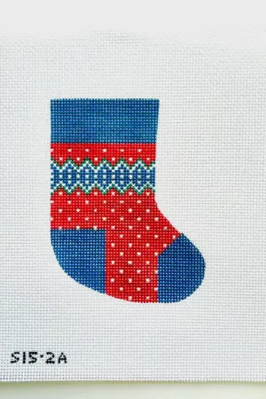 High Quality Blue and Red Cardigan Mini Stocking
