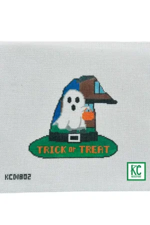 Handmade Trick or Treating Ghost Witch's Hat Ornament