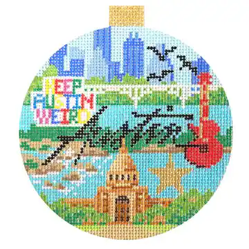 Austin Travel Round Needlepoint Canvas Crafted