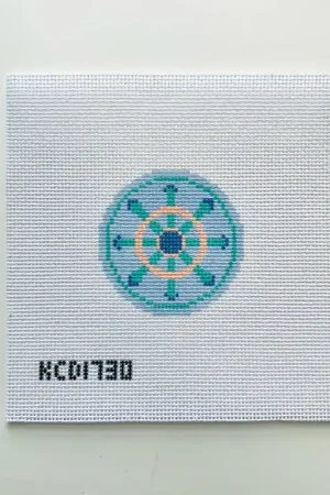 Green and Peach Wheel on Blue Canvas Budget