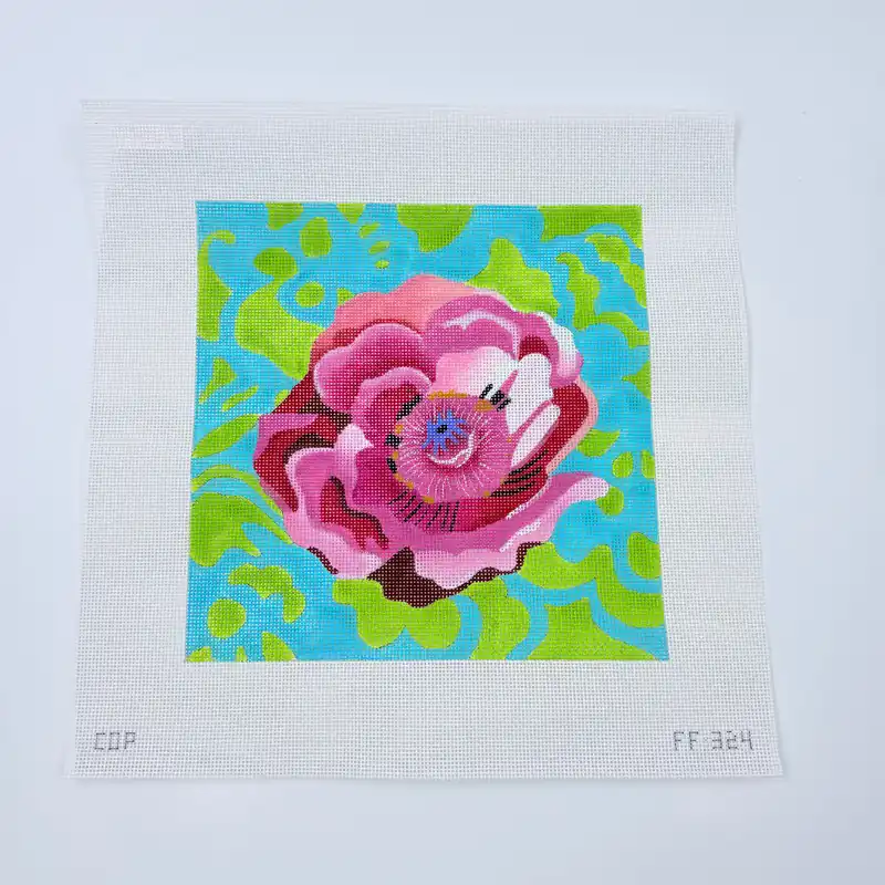 Buy Today Pink Peony with Green Swirls Canvas